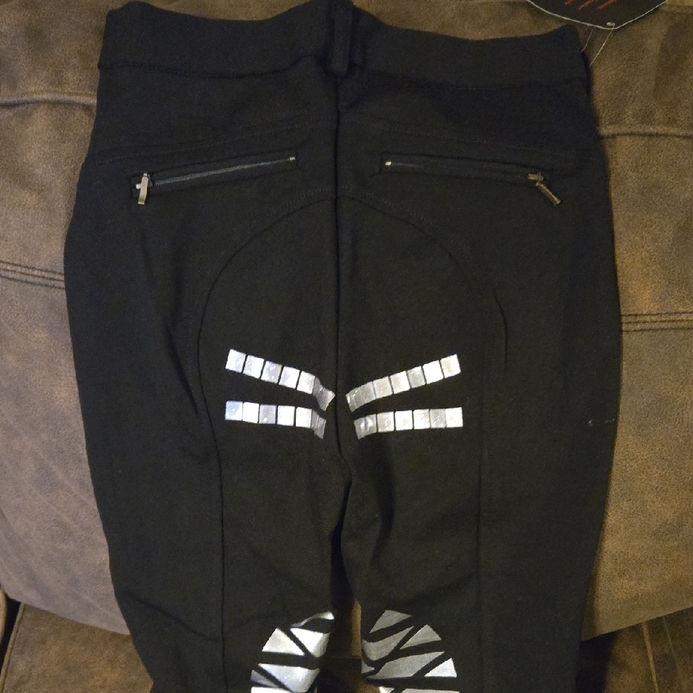 HR Farm Womens Equestrian Pants Full Seat Silicone Grip Breeches Black Size 24 - Picture 7 of 10